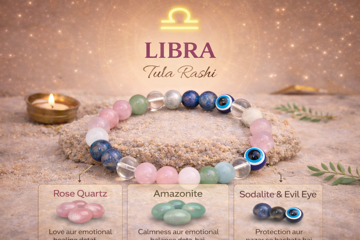 Libra (Tula) Crystal Bracelet (Govt Lab Certified)