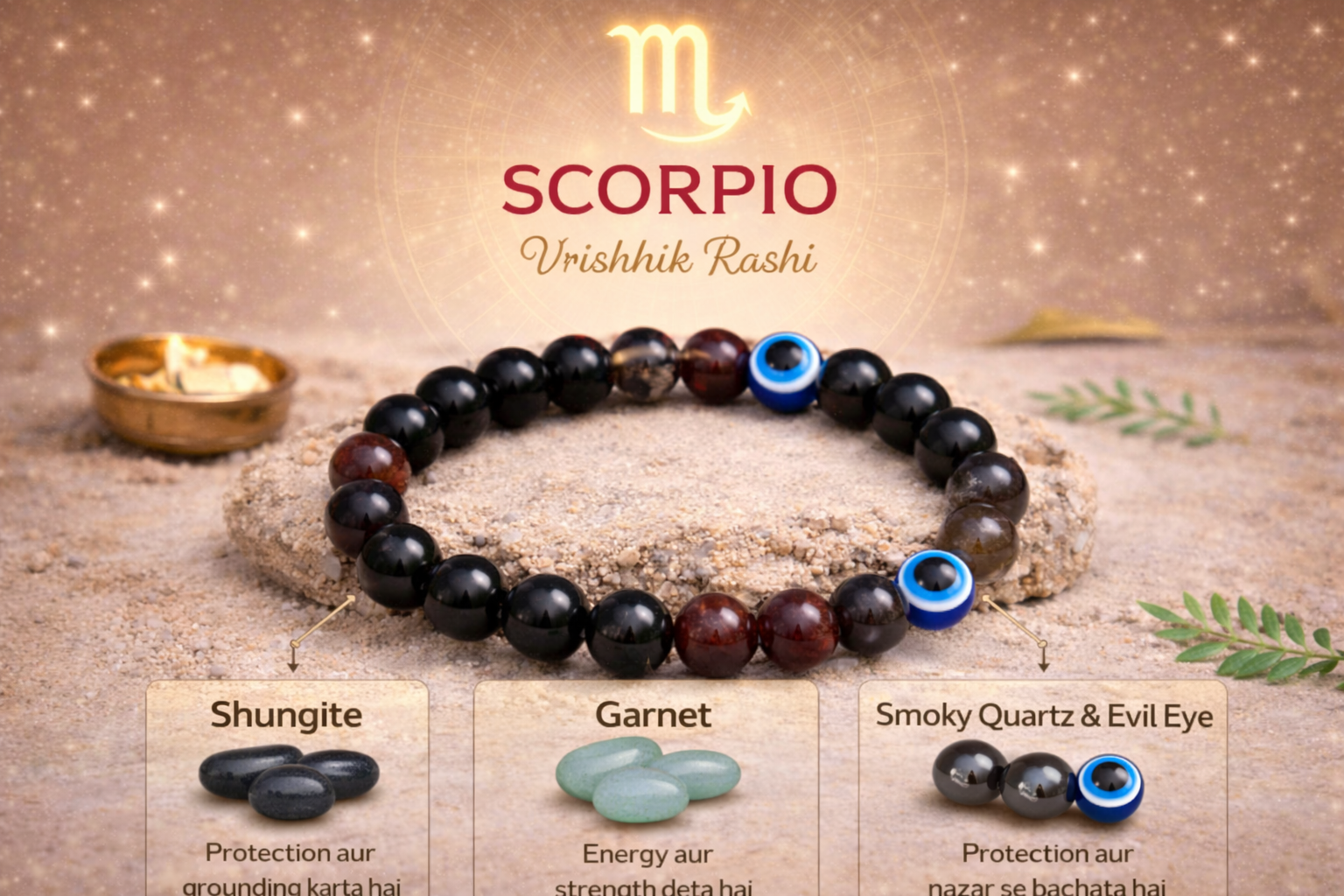 Scorpio (Vrishchik) Crystal Bracelet (Govt Lab Certified)