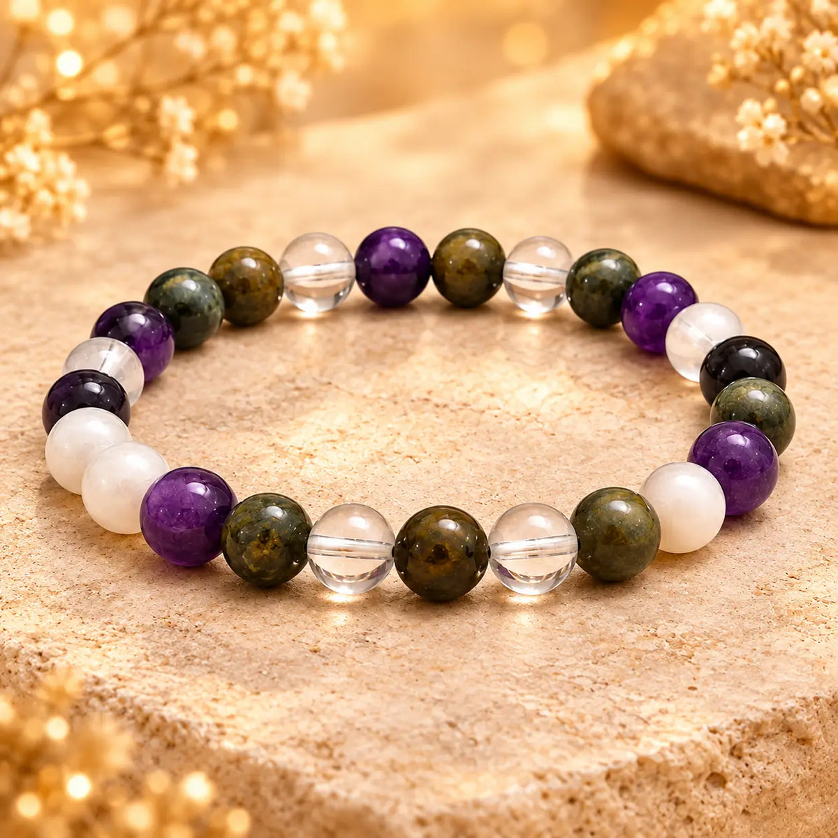 Mulank 7 Crystal Bracelet & 9 Mukhi Rudraksha Combo – (Govt Lab Certified)