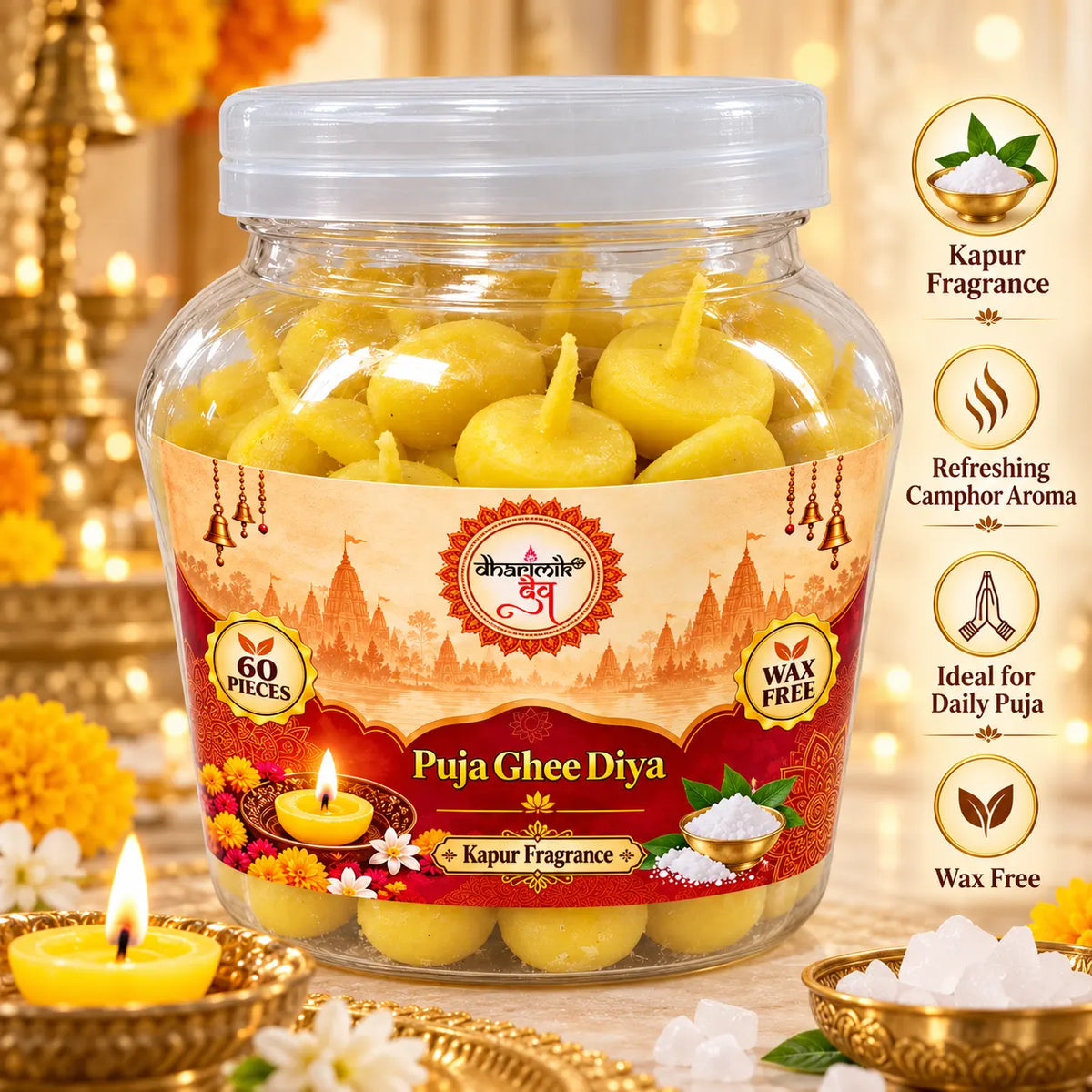 Ghee Diya – Ready to Light for Daily Puja & Aarti | Dharmik Dev