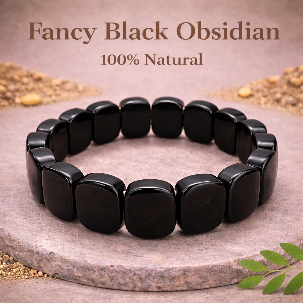 Fancy Black Obsidian Bracelet 100% Original with Certificate