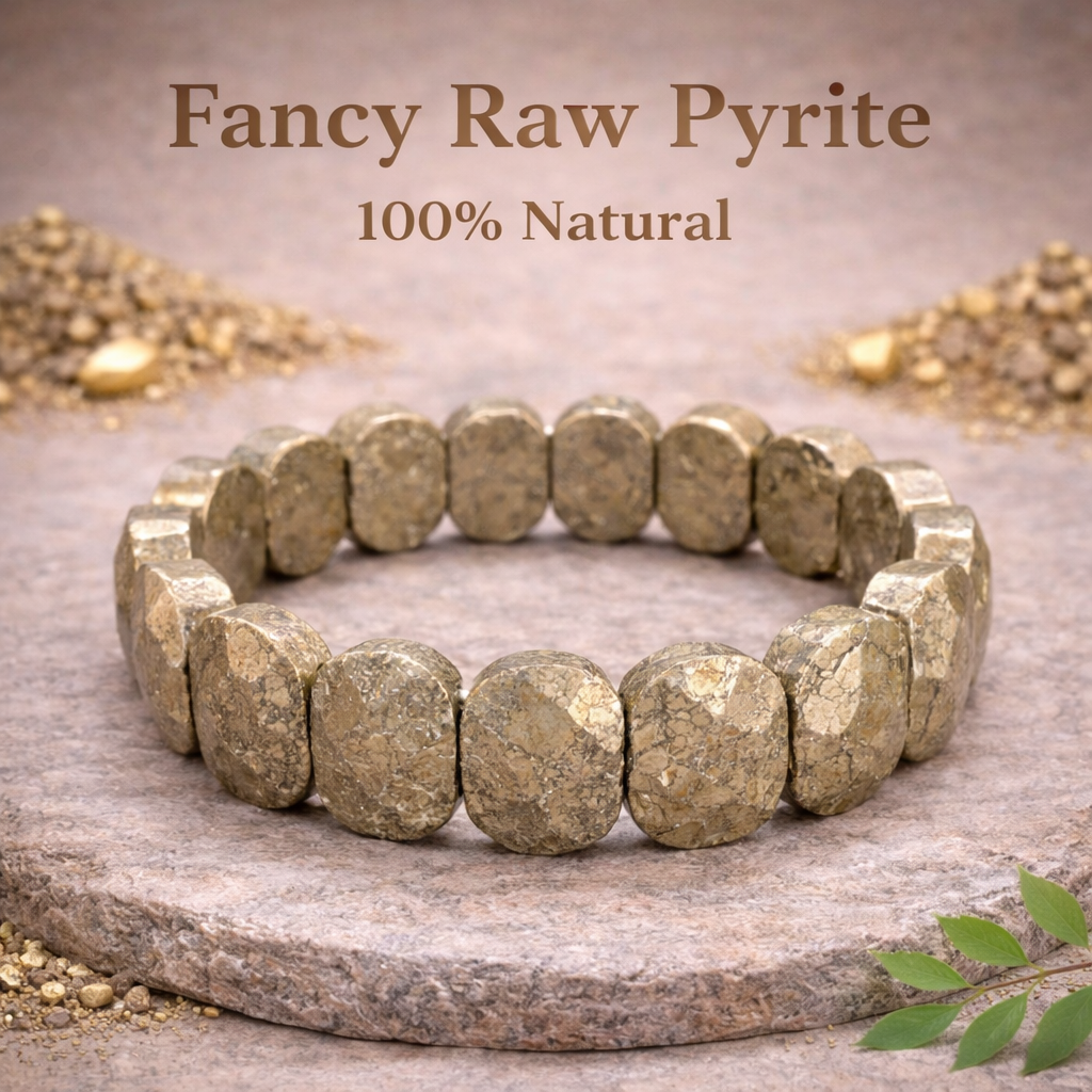 Fancy Raw Pyrite Bracelet 100% Original with Certificate