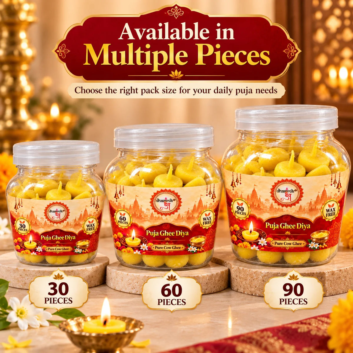 Ghee Diya – Ready to Light for Daily Puja & Aarti | Dharmik Dev