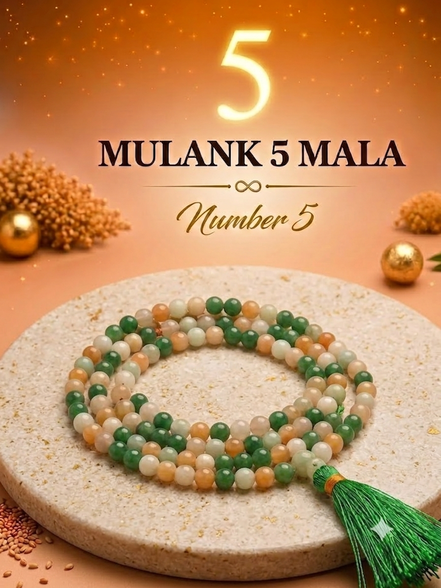 Mulank 5 Crystal Mala (108 Beads) – Govt Lab Certified