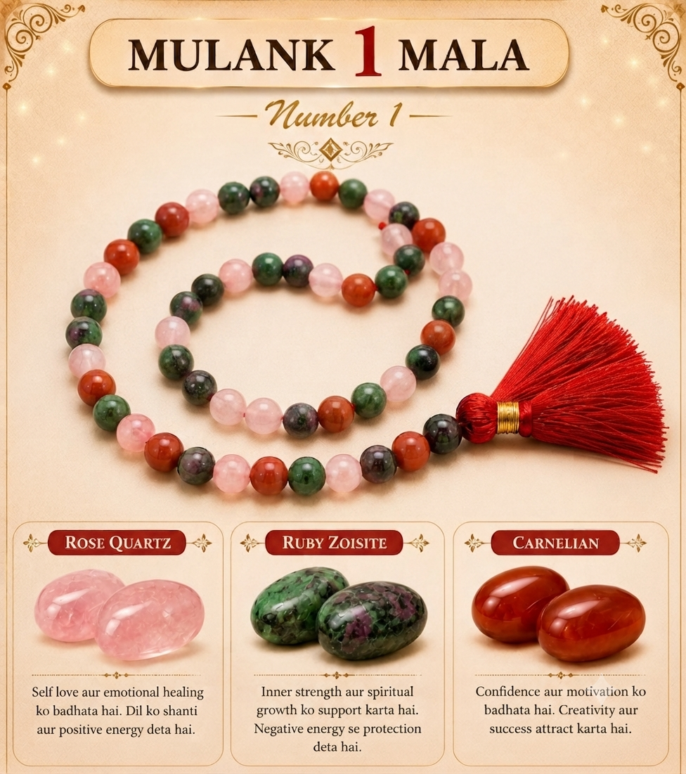 Mulank 1 Crystal Mala (108 Beads) – Govt Lab Certified