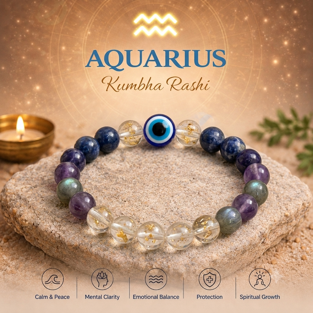 Aquarius (Kumbh) Crystal Bracelet (Govt Lab Certified)