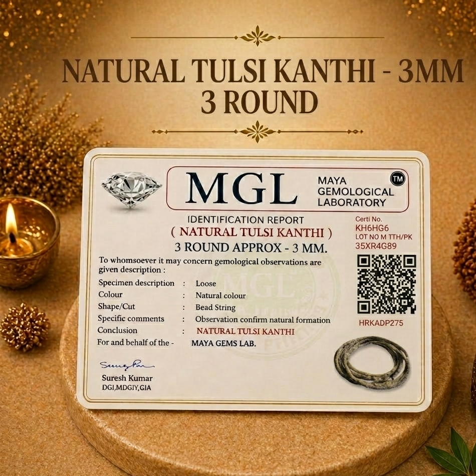 Natural Tulsi Mala 3 Round -3mm