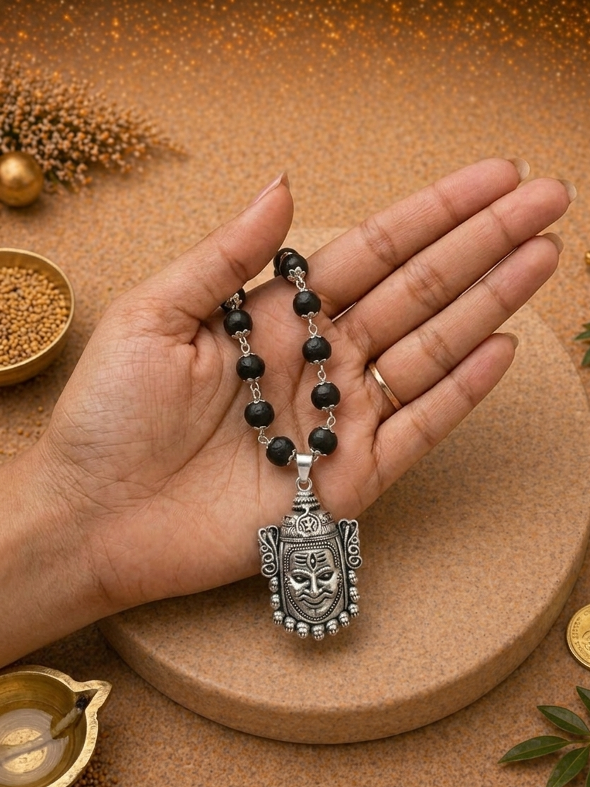 Silver Plated Karungali Mahakal Mala