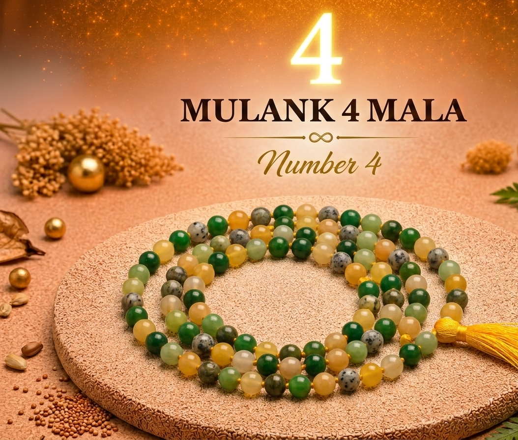 Mulank 4 Crystal Mala (108 Beads) – Govt Lab Certified