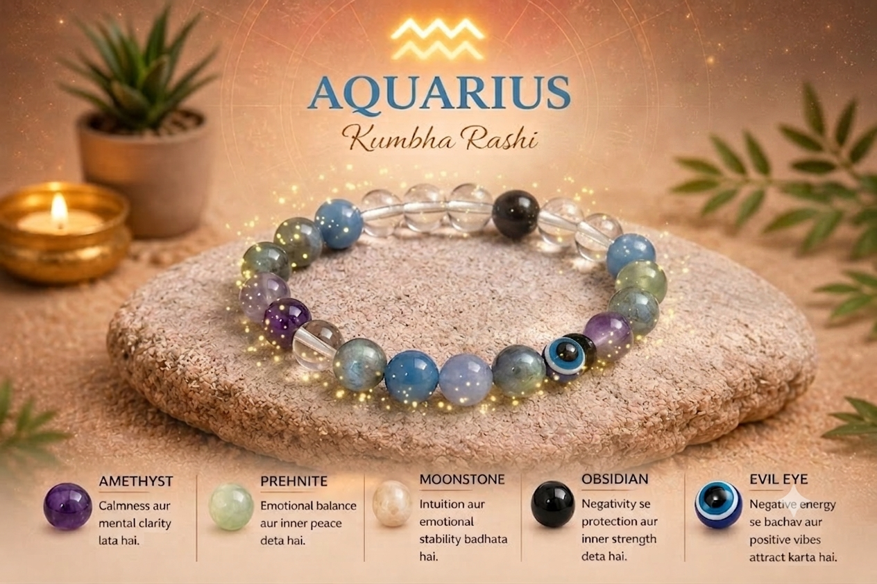 Aquarius (Kumbh) Crystal Bracelet (Govt Lab Certified)