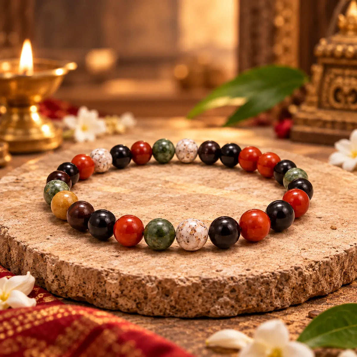 Mulank 9 Crystal Bracelet + 3 Mukhi Rudraksha Combo – Strength, Confidence & Positive Energy