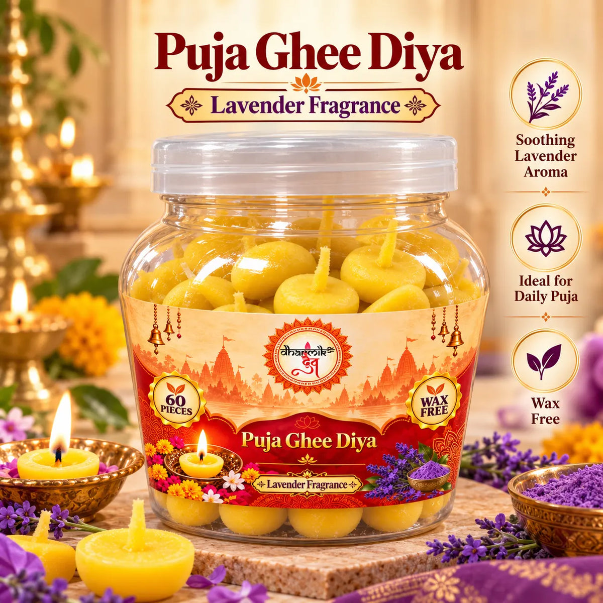 Ghee Diya – Ready to Light for Daily Puja & Aarti | Dharmik Dev