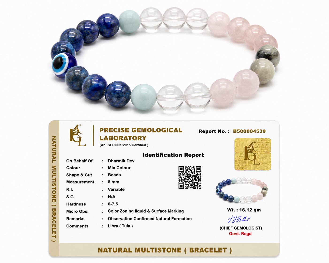 Libra (Tula) Crystal Bracelet (Govt Lab Certified)