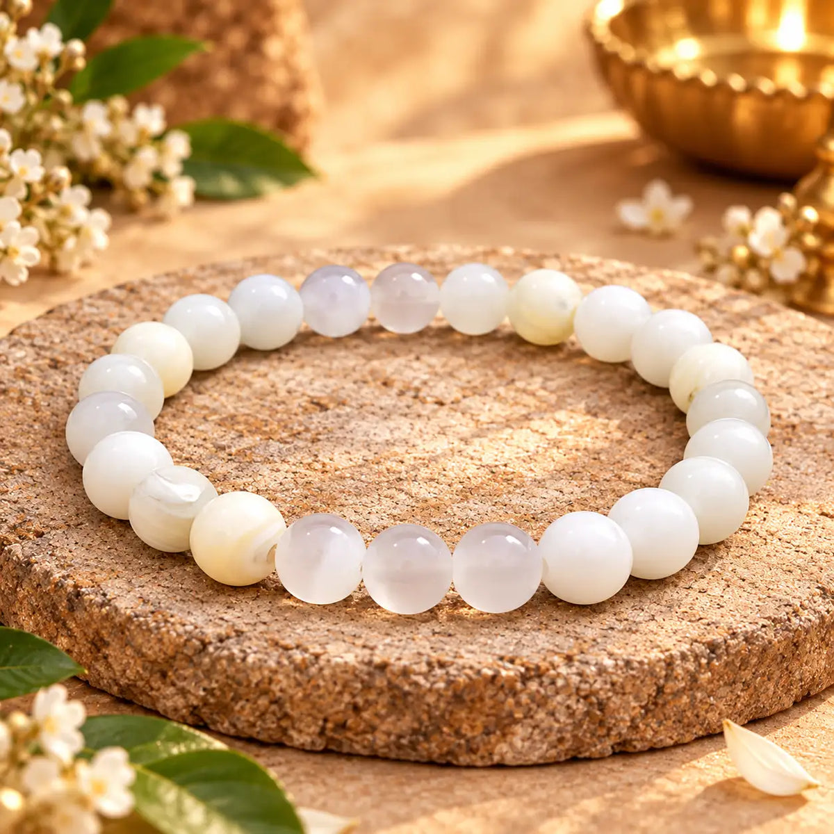 2 Mukhi Rudraksha + Mulank 2 Crystal Bracelet Combo (Govt Lab Certified)