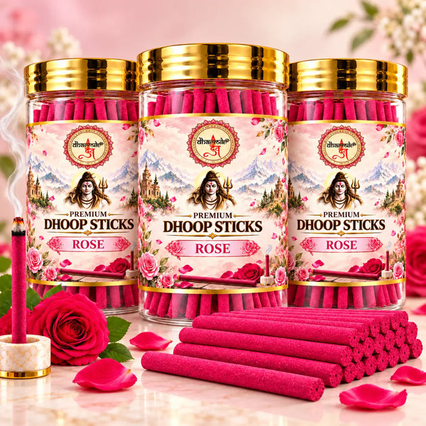 Rose Dhoop Sticks – Pack of 3 (125g Each) | Premium Floral Fragrance for Puja & Meditation