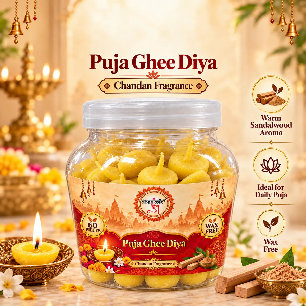 Ghee Diya – Ready to Light for Daily Puja & Aarti | Dharmik Dev