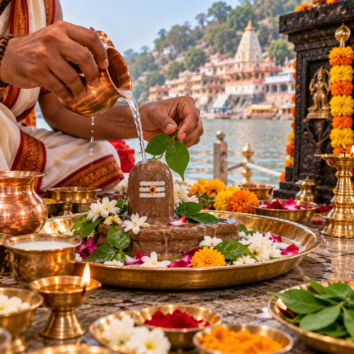 Parthiv Shivling Puja at Mamleshwar Mahadev, Omkareshwar