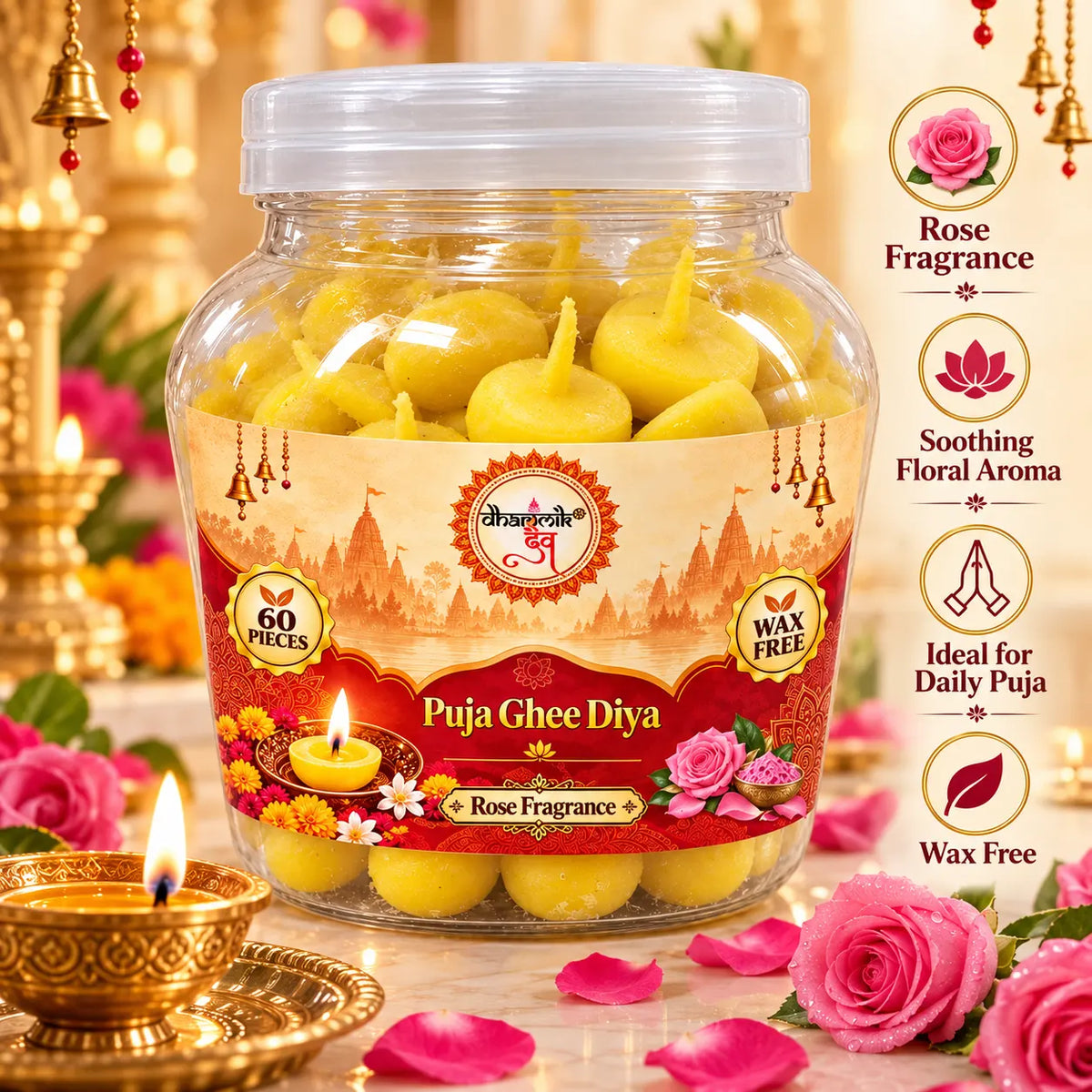 Ghee Diya – Ready to Light for Daily Puja & Aarti | Dharmik Dev