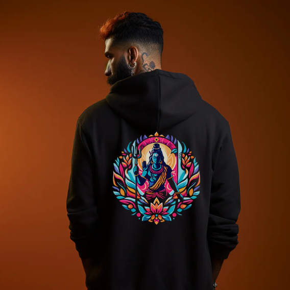 Lord Shiva Printed Hoodie with Om Symbol for Men