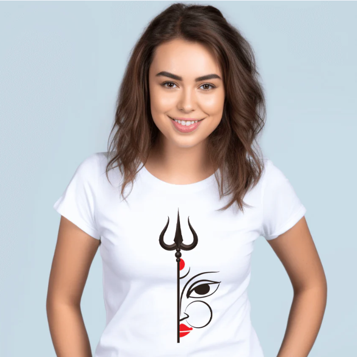 Maa Amba With Trishul Printed t-shirt for Women