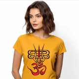 Om with Trishul Printed t-shirt for Women
