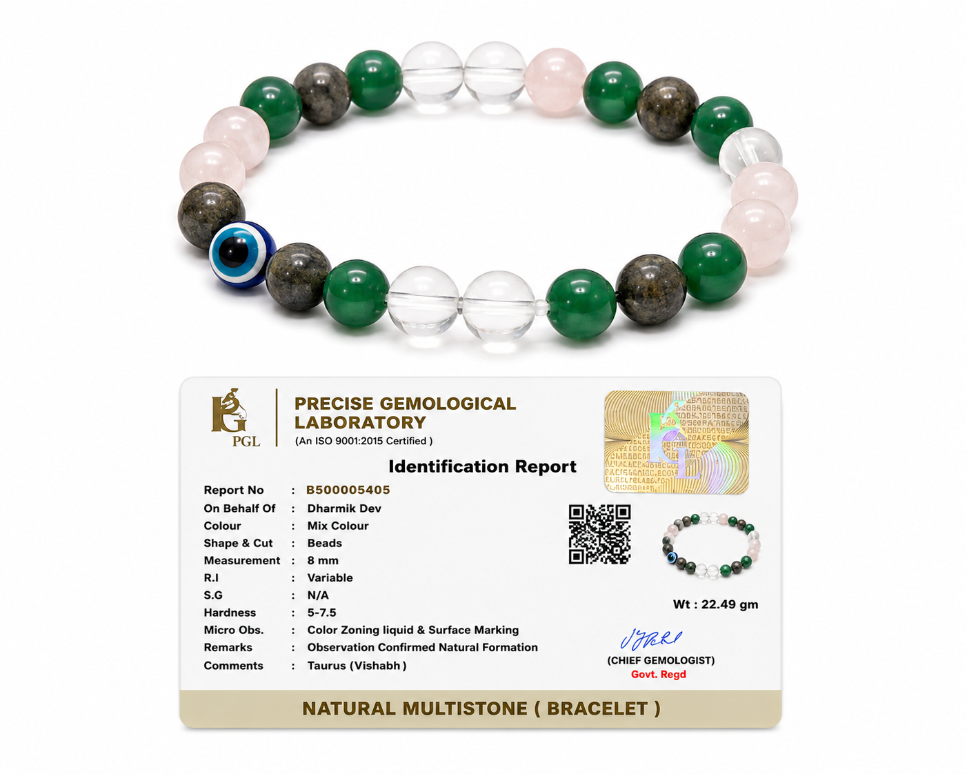 TAURUS (Vrishabh) Crystal Bracelet (Govt Lab Certified)
