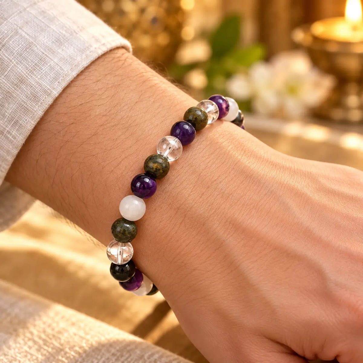 Mulank 7 Crystal Bracelet & 9 Mukhi Rudraksha Combo – (Govt Lab Certified)