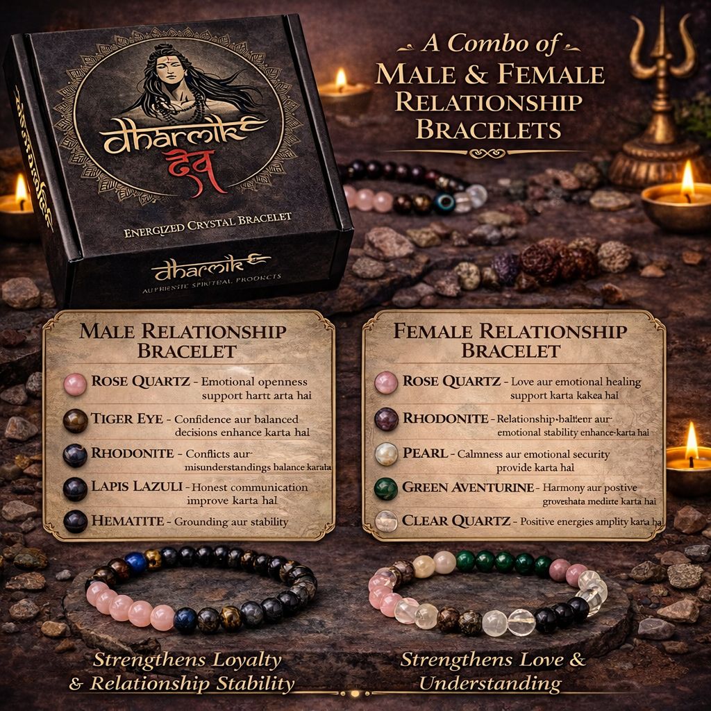 Couple Relationship Crystal Bracelet Combo (Male & Female) – With Certification