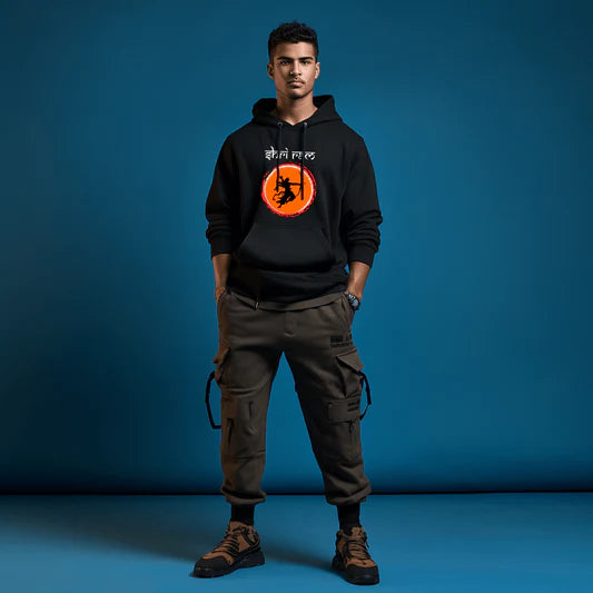 Jai Shri Ram Printed Black Hoodie for Men | Premium Cotton Spiritual Streetwear