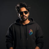 Lord Krishna Morpankh Printed Black Hoodie for Men