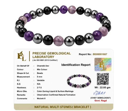 Mulank 8 Crystal Bracelet (Govt Lab Certified)