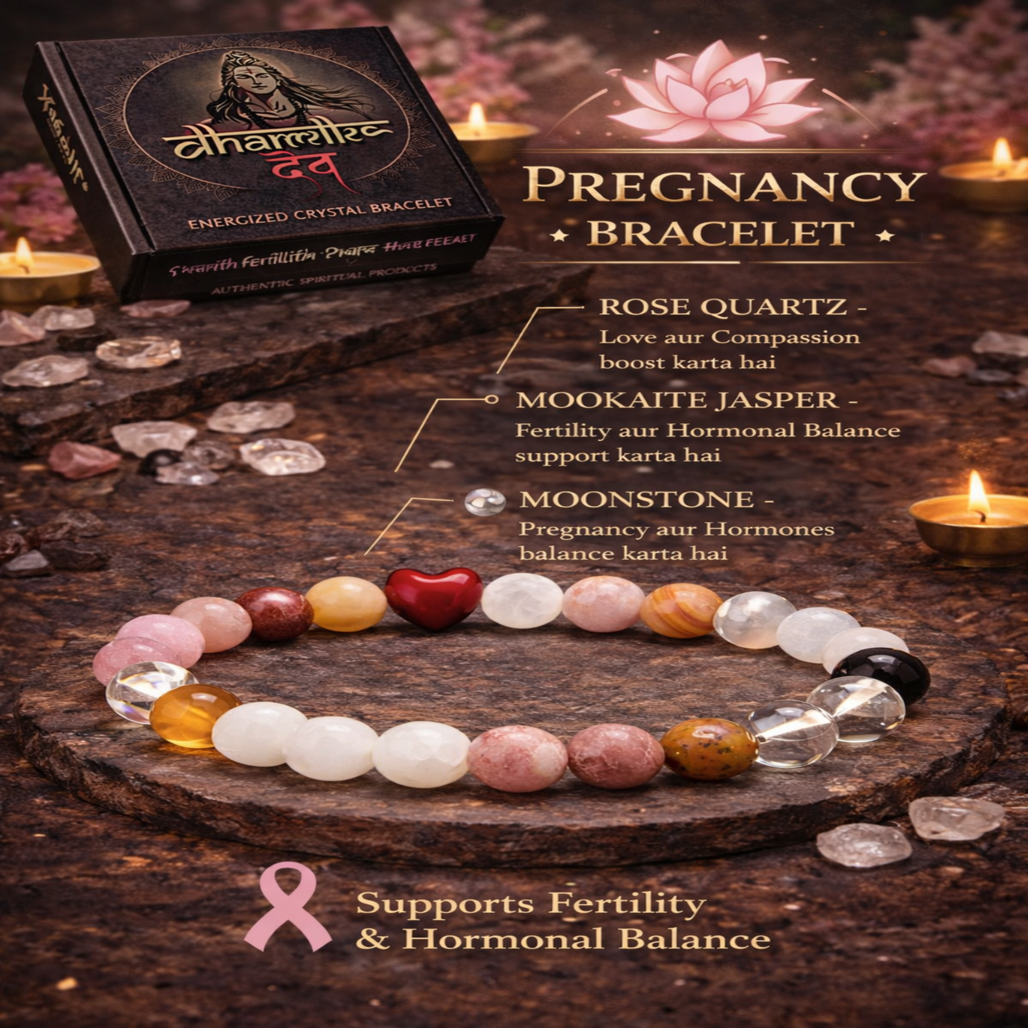 Pregnancy / Garbh Sukh Crystal Bracelet (Govt Lab Certified)