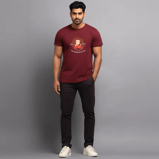 Happy Monk Regular Fit Printed T-Shirt